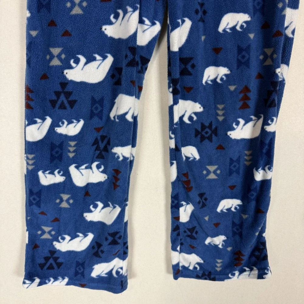 Eddie Bauer Pajama Pants Kids 10-12 Blue Fleece Polar Bear Print Sleep Lounge